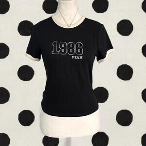 Victoria's Secret black & white 1986 babytee Size S cotton material New With Tag